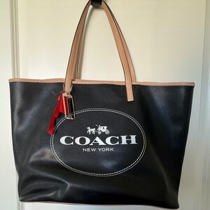Coach Black metro horse and carriage shopper tote
